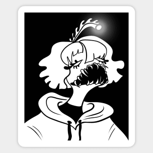 Sea Creature Girl (black and white) Sticker